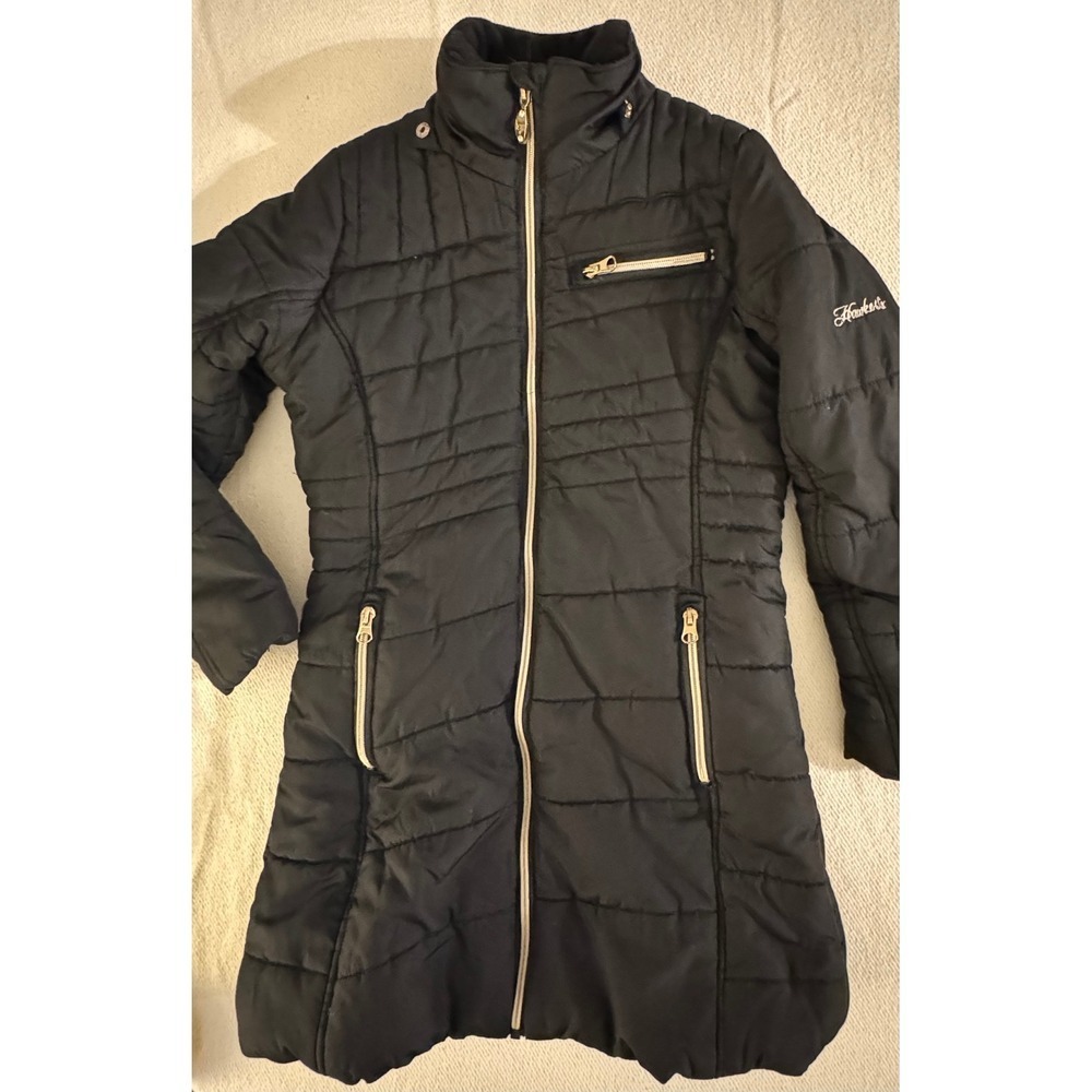 Hawke and Co Outfitter Girls Black Puffer Parka Jacket Fleece Lined Size 6X